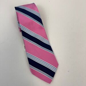 Brooks Brothers Mens Silk Repp Stripe Tie Pink Navy Blue Made in USA New